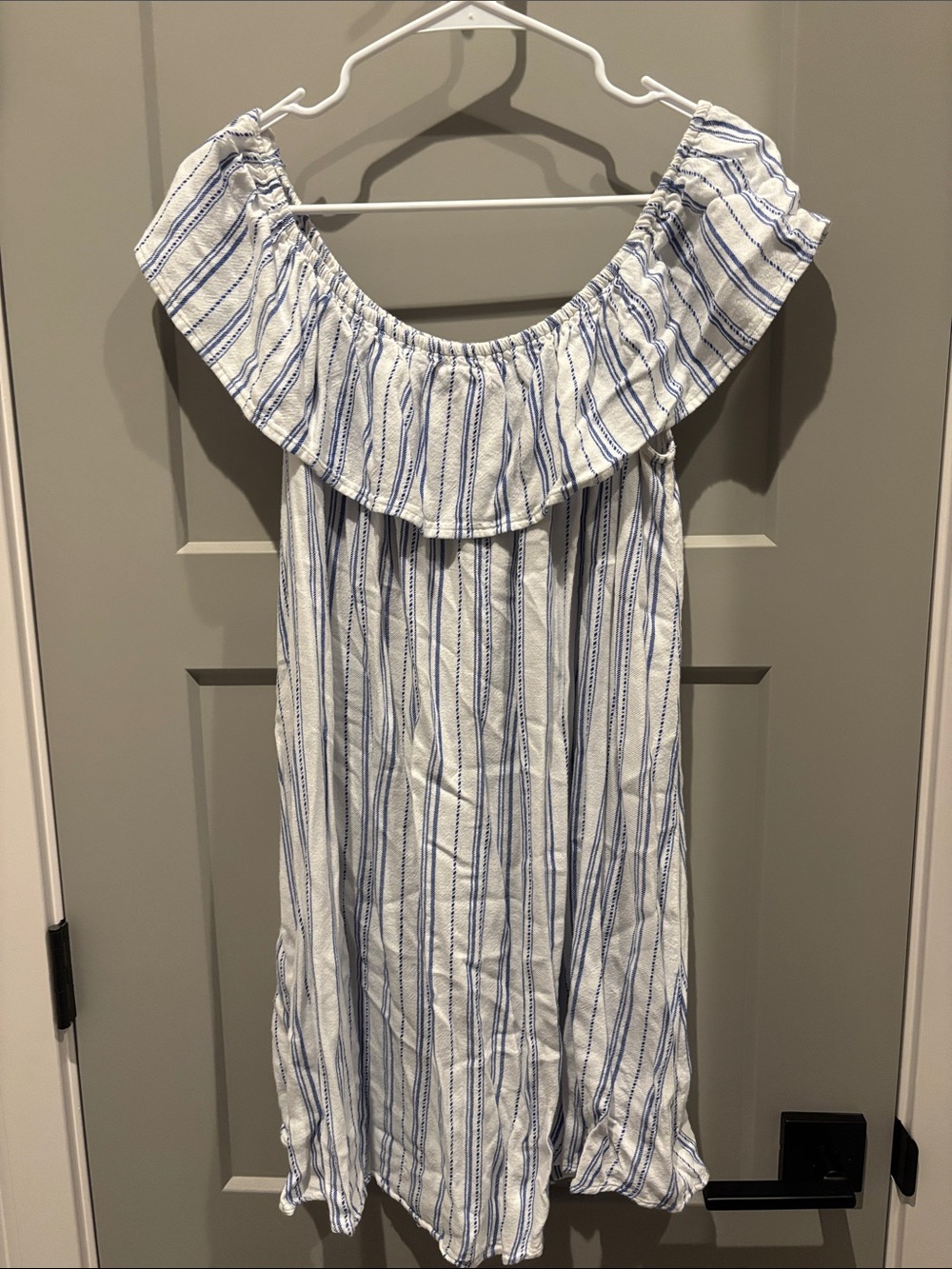 Mossimo Supply Co. White Dress with Blue Stripes